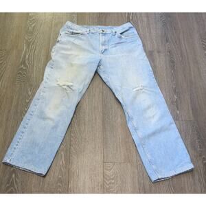 LEE Distressed Jeans 34x30-actual 32x27  Men's Stone Washed Trashed Light Blue